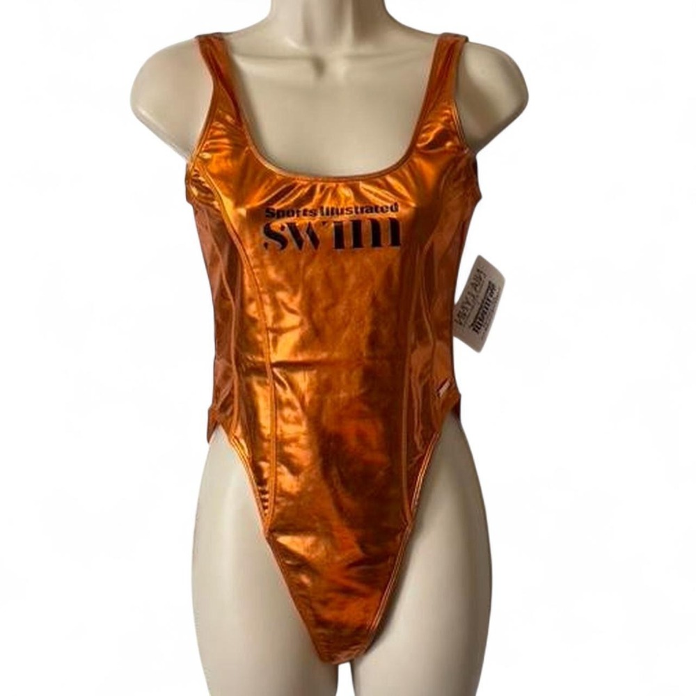 Nia Lynn x Sports Illustrated Swimsuit Metallic Orange One Piece, Women's Size S